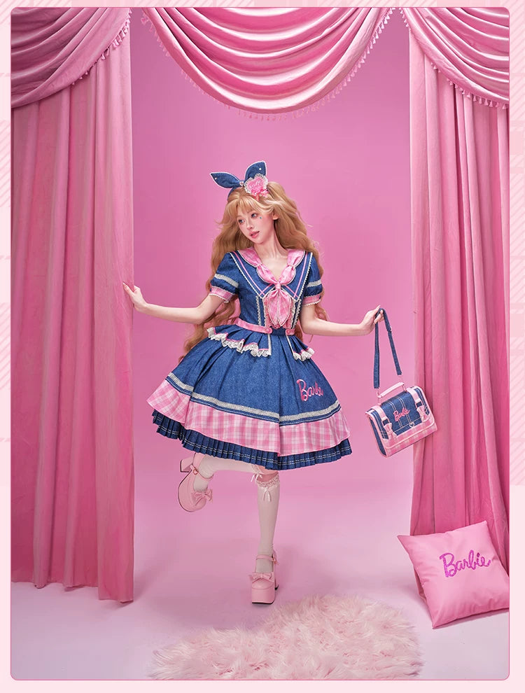 Blossom Daydream - IP Collab Sweet Lolita Dress Set, Pearl Plaid 45899:867284