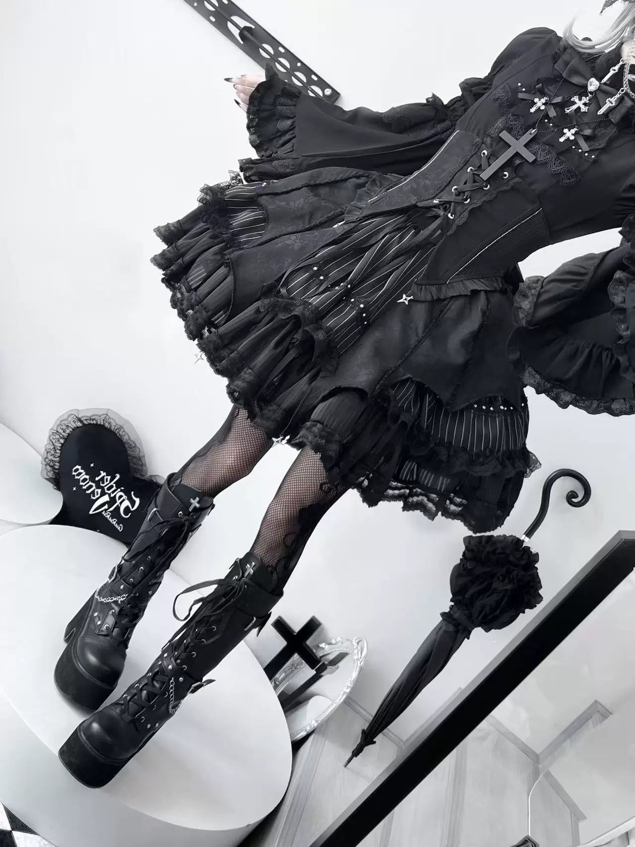 Twilight Song - Trace Bone - Black Gothic Lolita SK & Waist Cincher 43719:784297