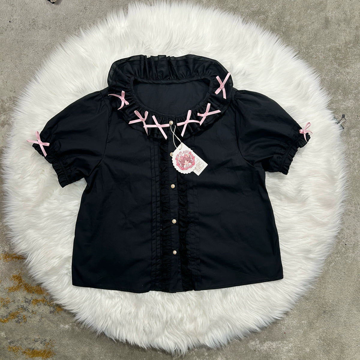 Chubby Cat Diary - Plus Size Sweet Lolita Shirt, Detachable Sleeves (2XL 3XL L M S XL) 43750:824368