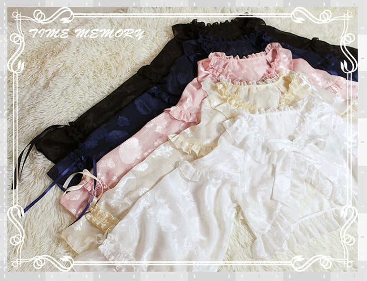 Time Memory~Xianbei~Sweet Lolita Chiffon Lantern Sleeve Cardigan with Bow 34598:463102