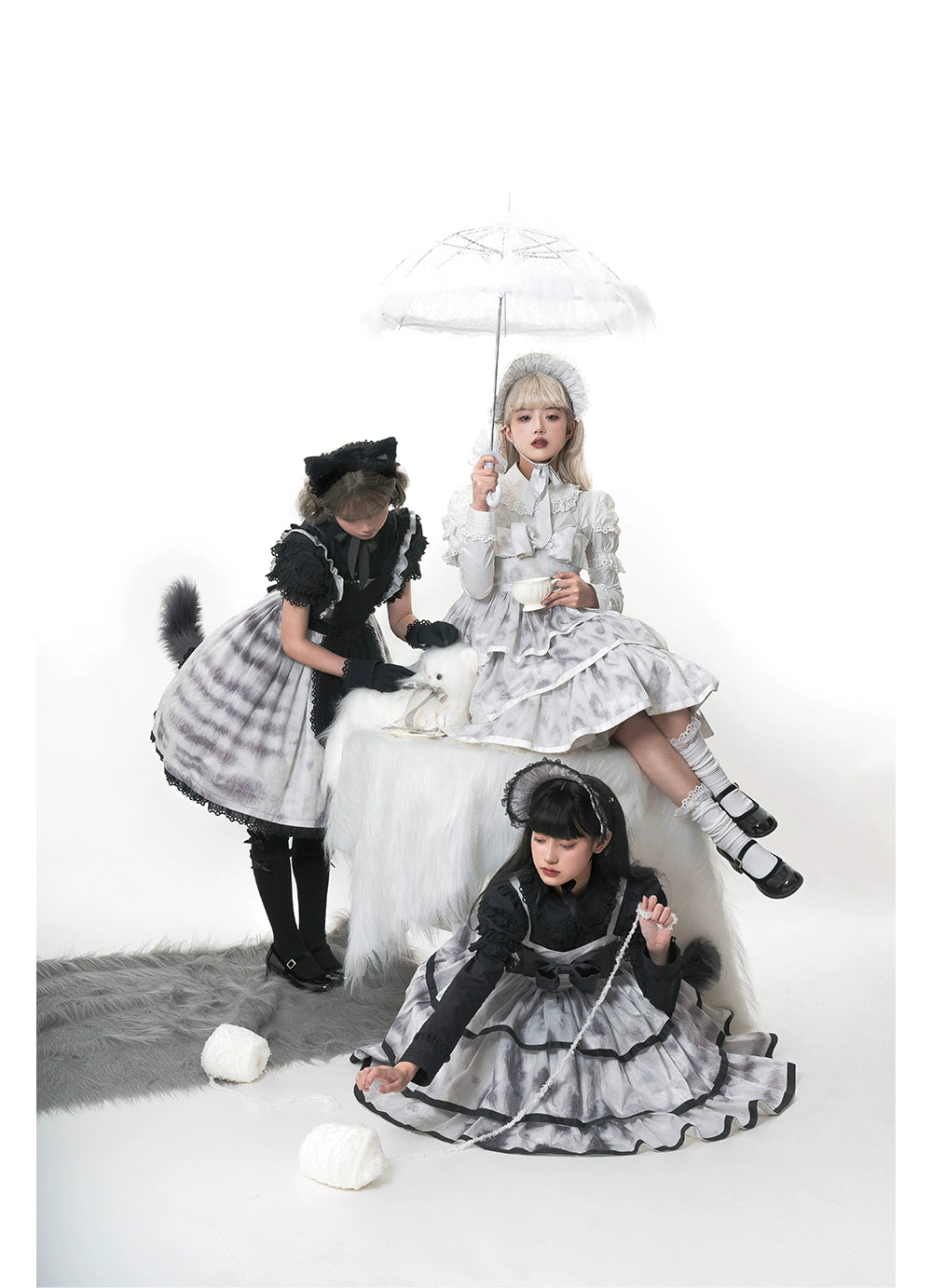 Choker Rabbit~Tabby Cat~Sweet Lolita Salopette Cat Pattern Dress Multicolors   