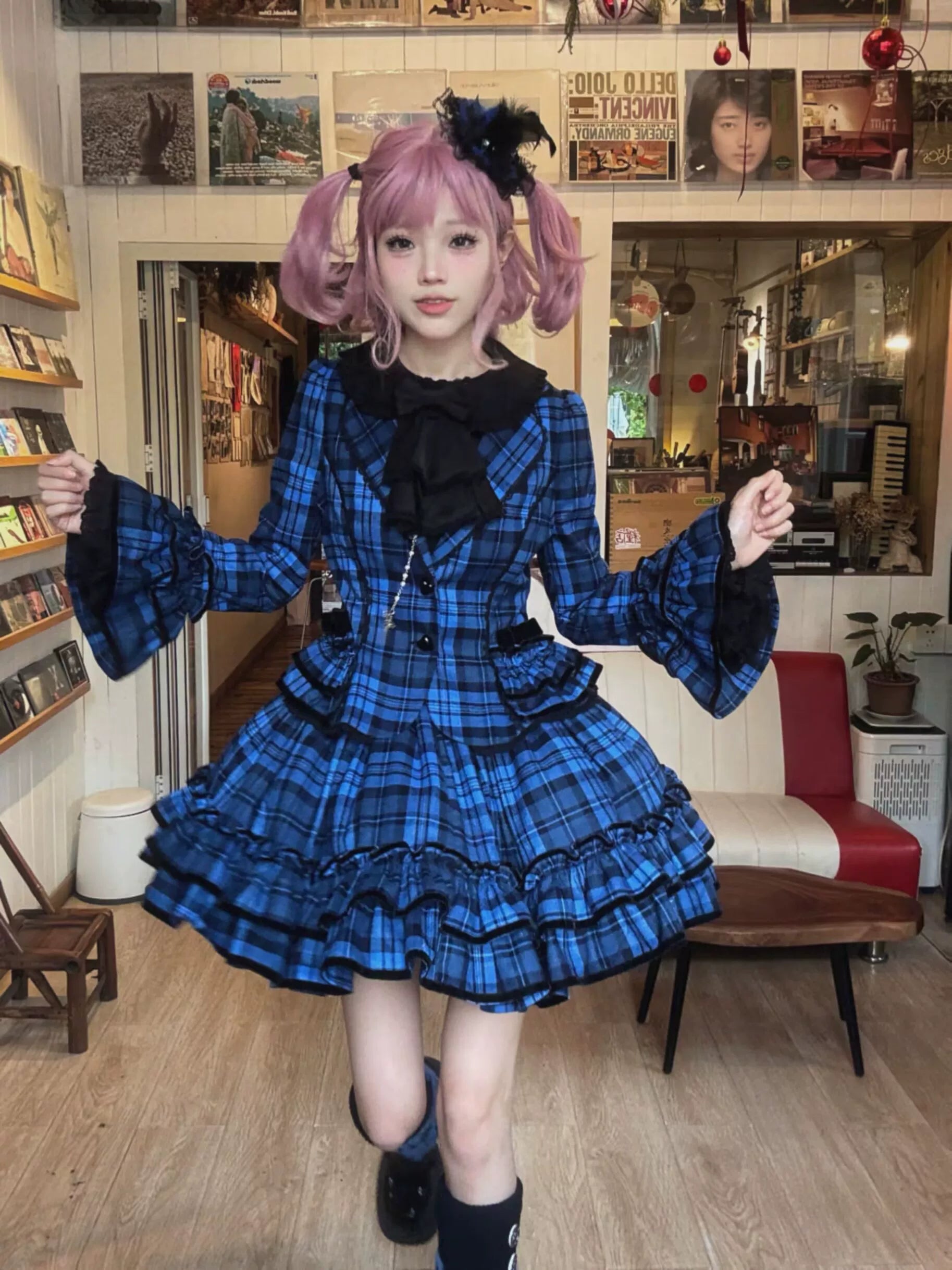 Chris's Notes - Old School Lolita Plaid Coat Set, Tiered Skirt
