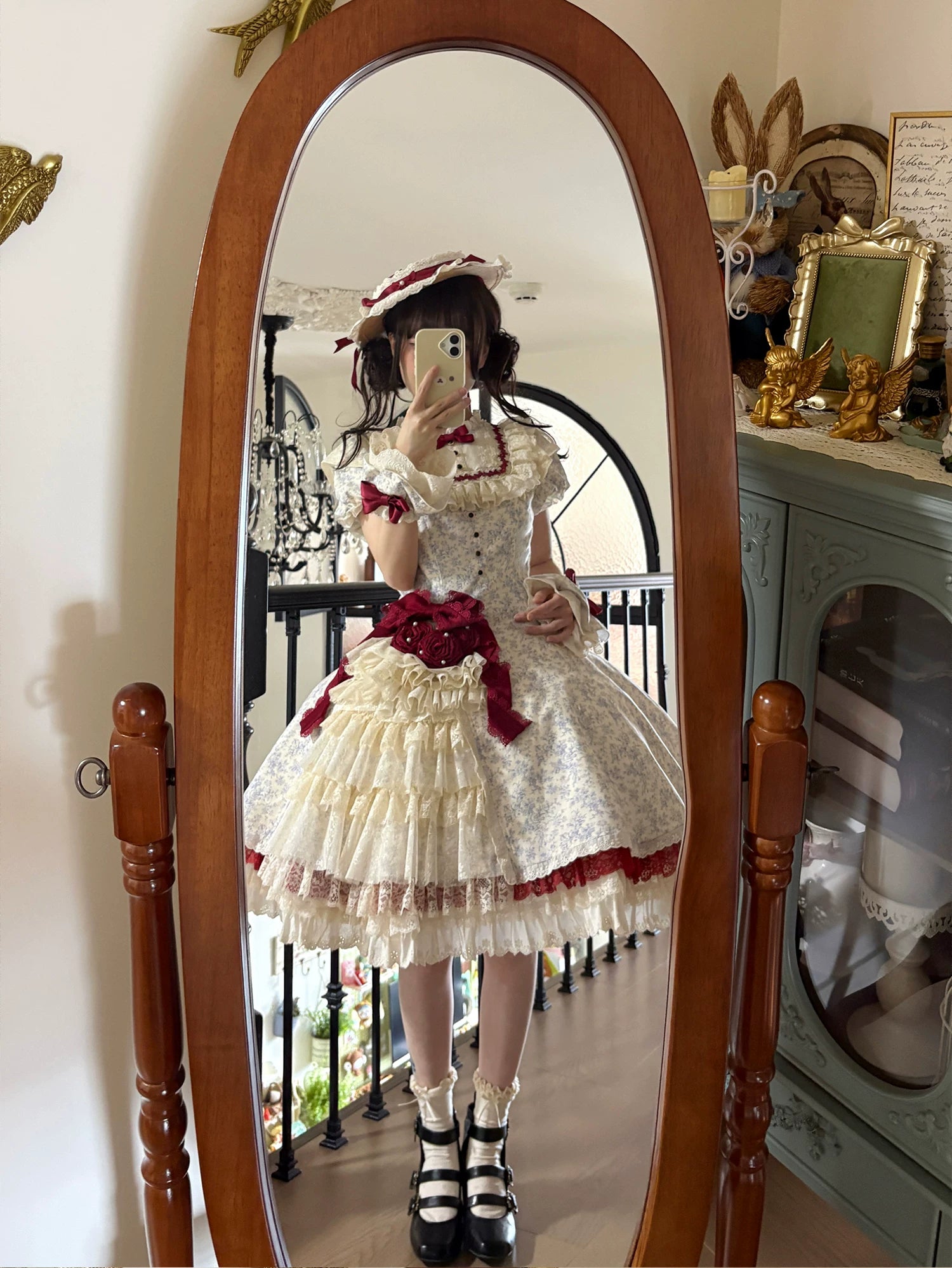 Miss Bula - Cotton Old School Lolita Floral Print OP Dress