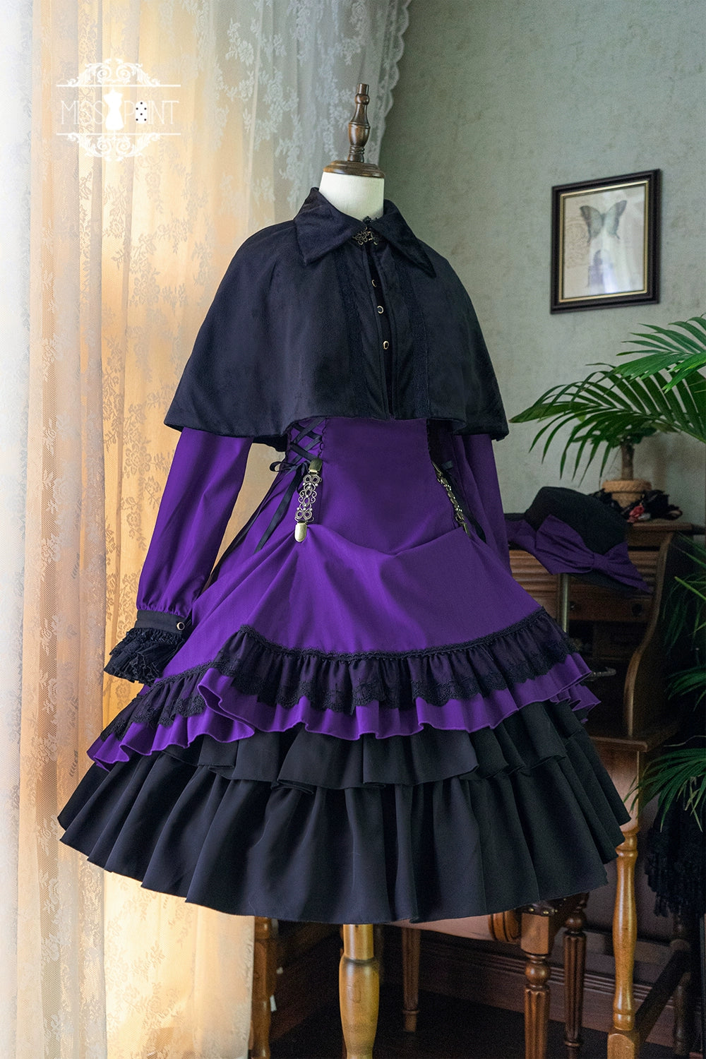 Miss Point - Perintz Manor - Gothic Lolita OP Long Sleeve Retro Lolita Dress 39904:643022