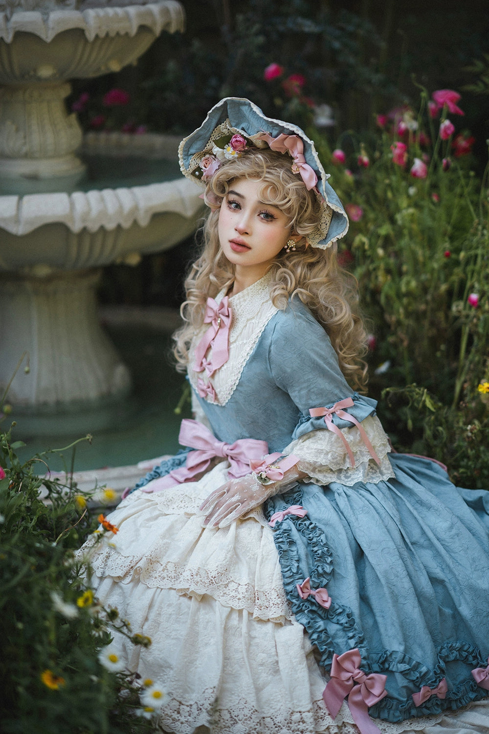 Miss Point~Lilyka Garden~Classic Lolita OP Dress Set Elegant Floral Wall Princess Sleeve 38832:606246