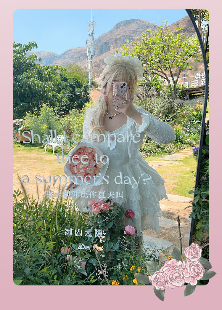 Yingtang - Rose of France - Sweet Lolita Plus Size Halter Puffy Dress Set