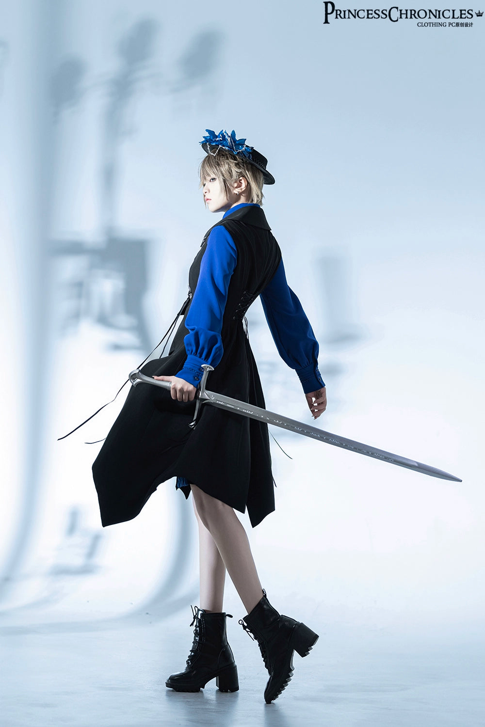 Princess Chronicles - Crimson Ash Zero - Ouji Lolita Vest Handsome Slim Long Black Vest