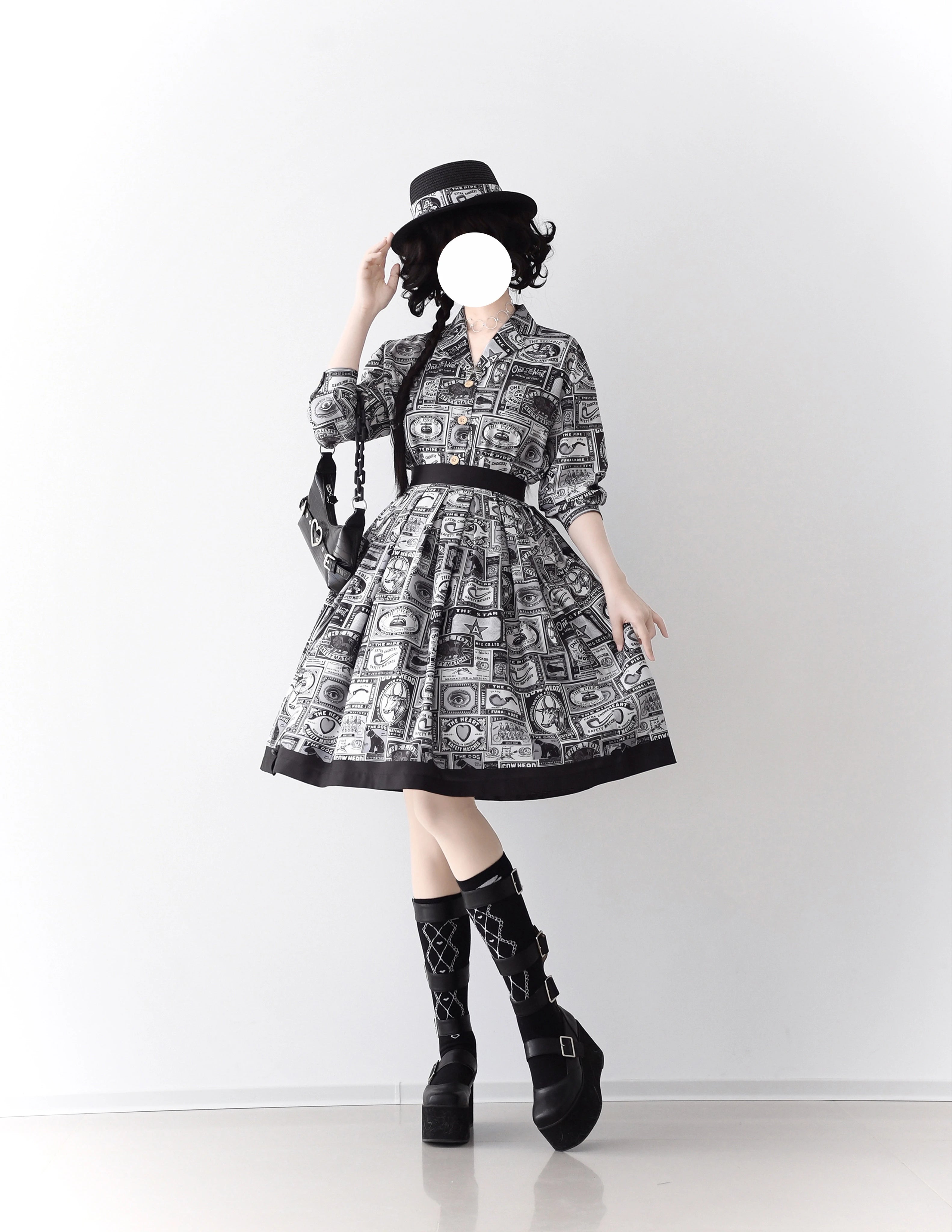 Miss Cube - Antique Label - Retro Lolita KC Straw Hat Bow Tie