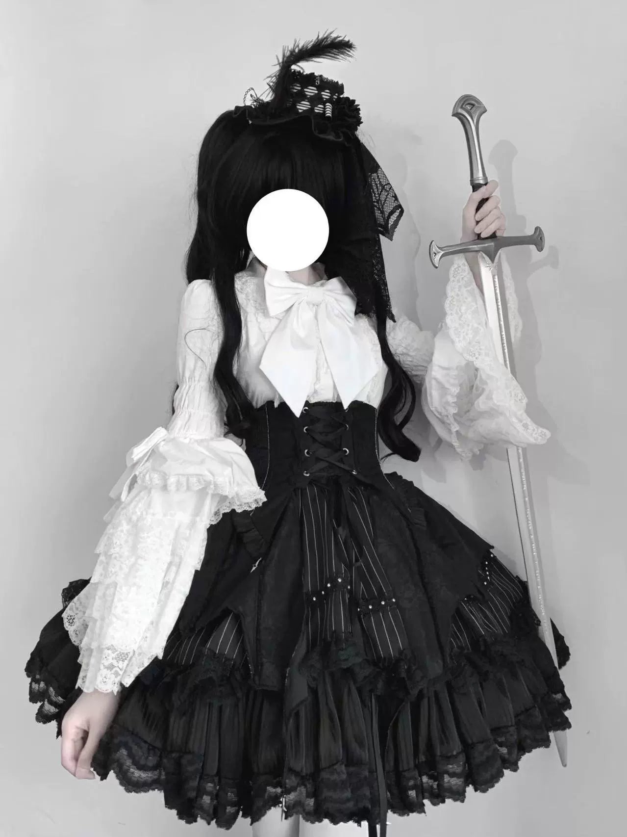 Twilight Song - Trace Bone - Black Gothic Lolita SK & Waist Cincher 43719:784300