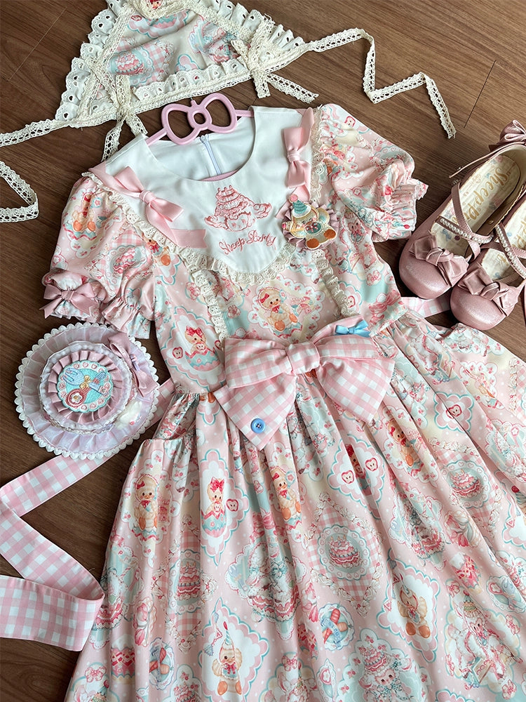 NanShengGe - Sheep Party - Sweet Lolita OP V-Neckline Lolita Dress M V-neck OP - pink