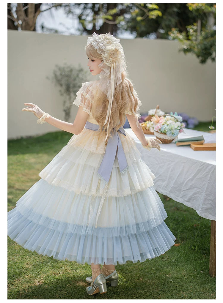 True Vow - Embroidered Classic Lolita Dress, Layered Gradient Hem