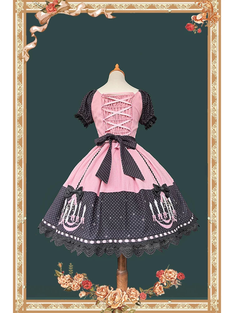 Chandelier - Old School Lolita Dress, Polka Dot, Chandelier Print 44388:806707