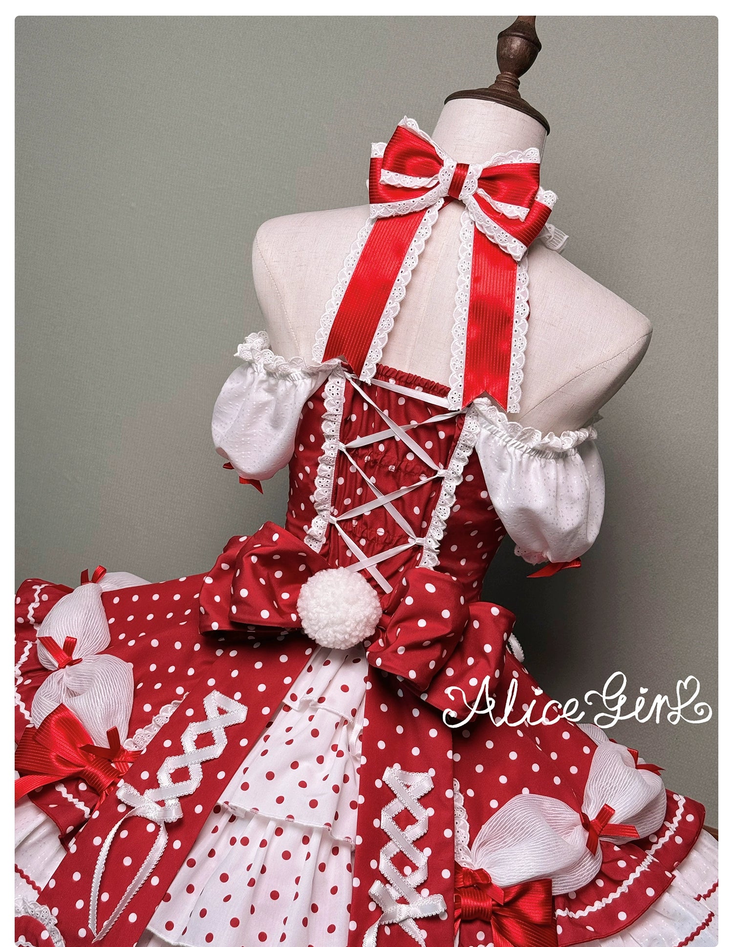 Old School Lolita Halter Neck OP Dress, Polka Dot Accent 43701:783556