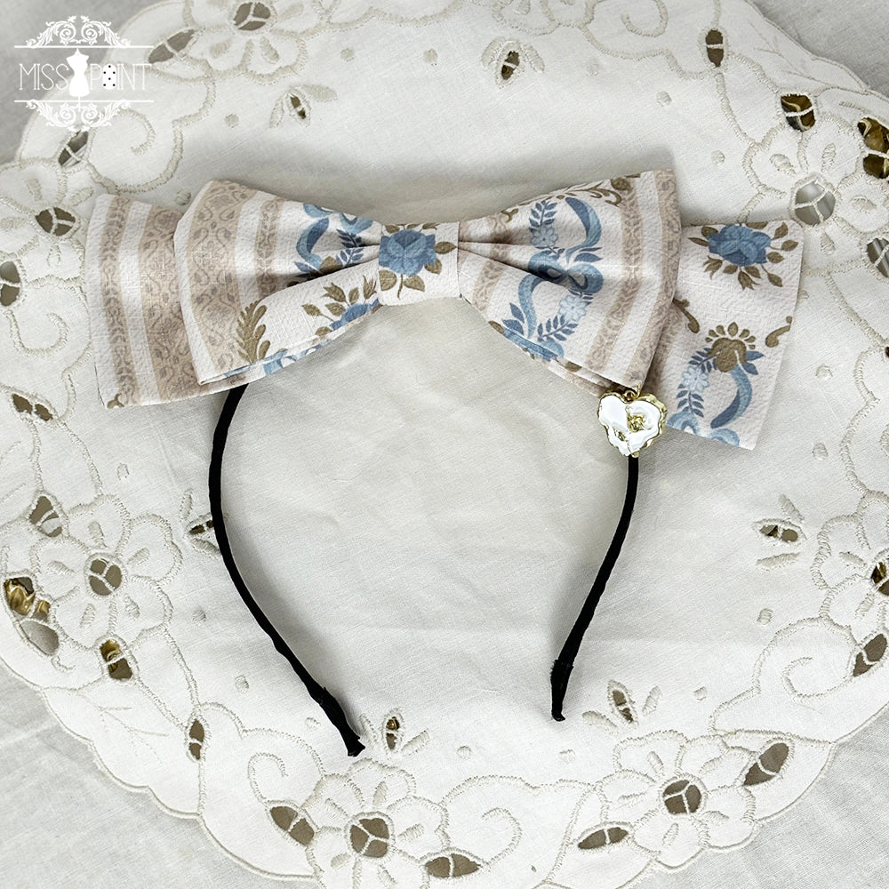 Miss Point - Lilyka Garden - Classic Lolita Headdress and Necklace Brooch Bow Trailing KC - Beige Flower Wall