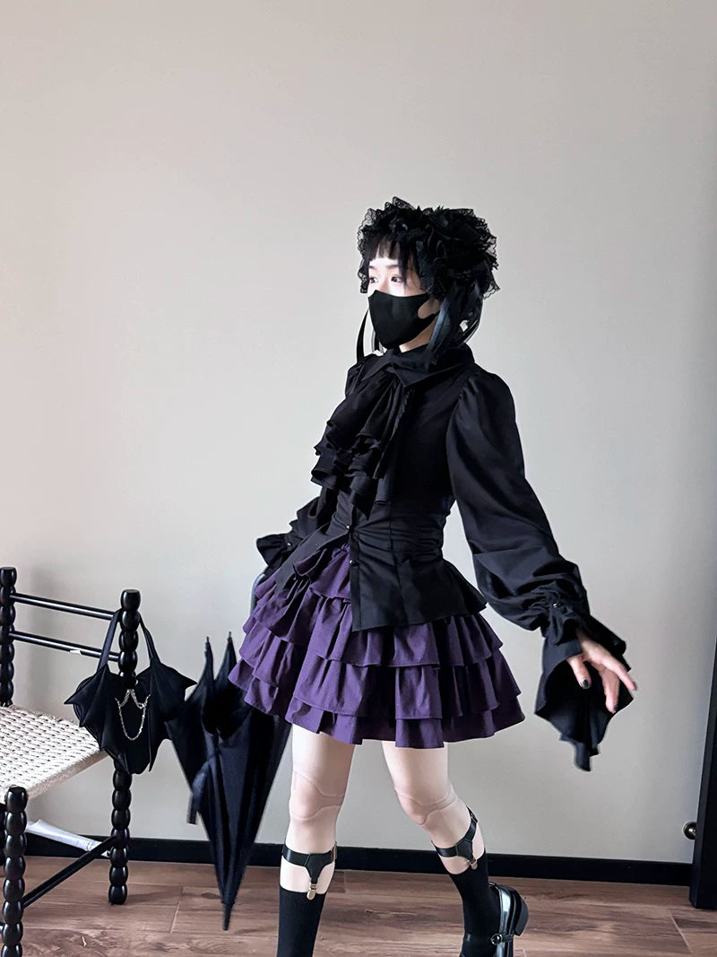 A Tiny Cake - Doll-like Velvet Lolita Skirt, Tiered Skirt 44618:814507