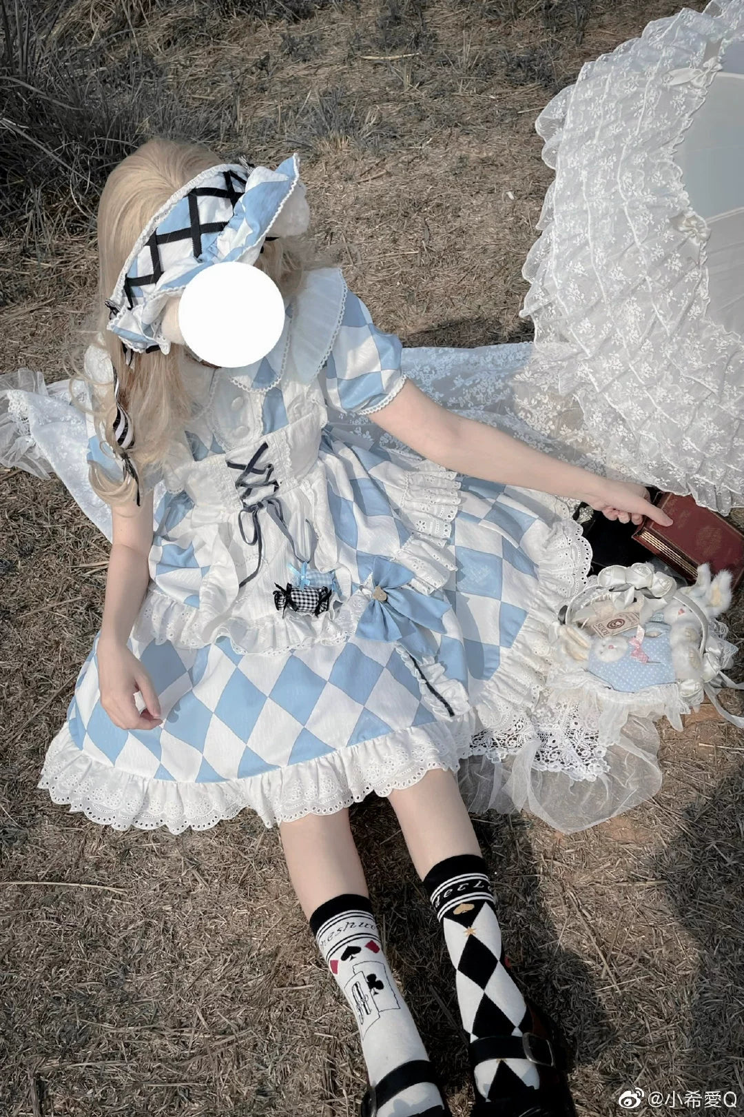 Yukines Box - Daily Lolita Cotton Asymmetric Print Socks