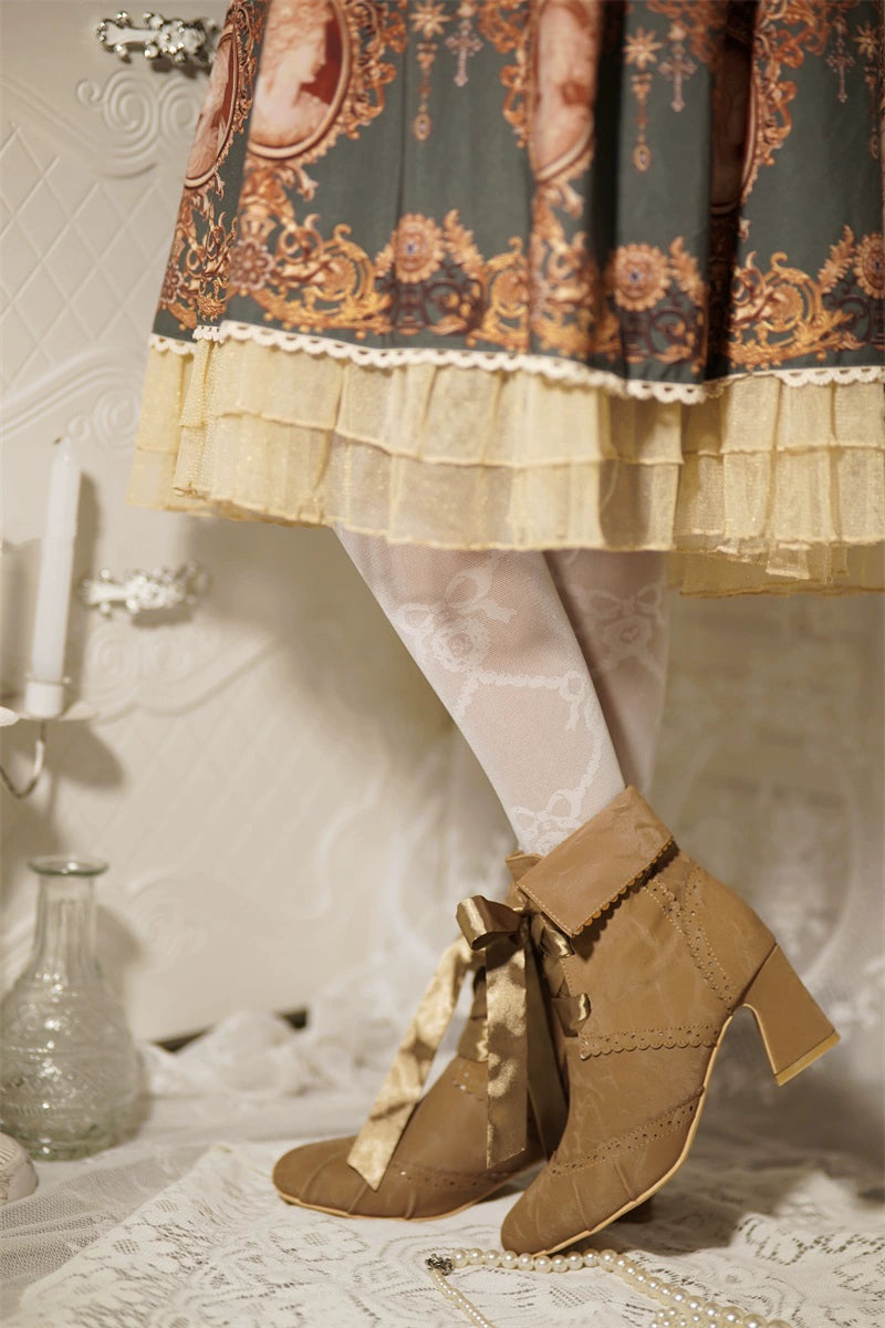 MR.Qiutian - Lady Incognita - Retro Lolita Ankle Boots, Size Zipper 44240:800743