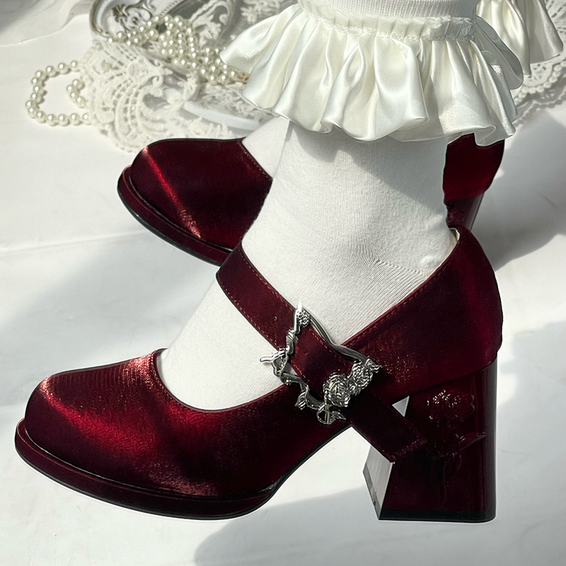 Dreamland~Wanxiang Cycle~Elegant Lolita Heel Shoes with Embossed Rose 42471:741386