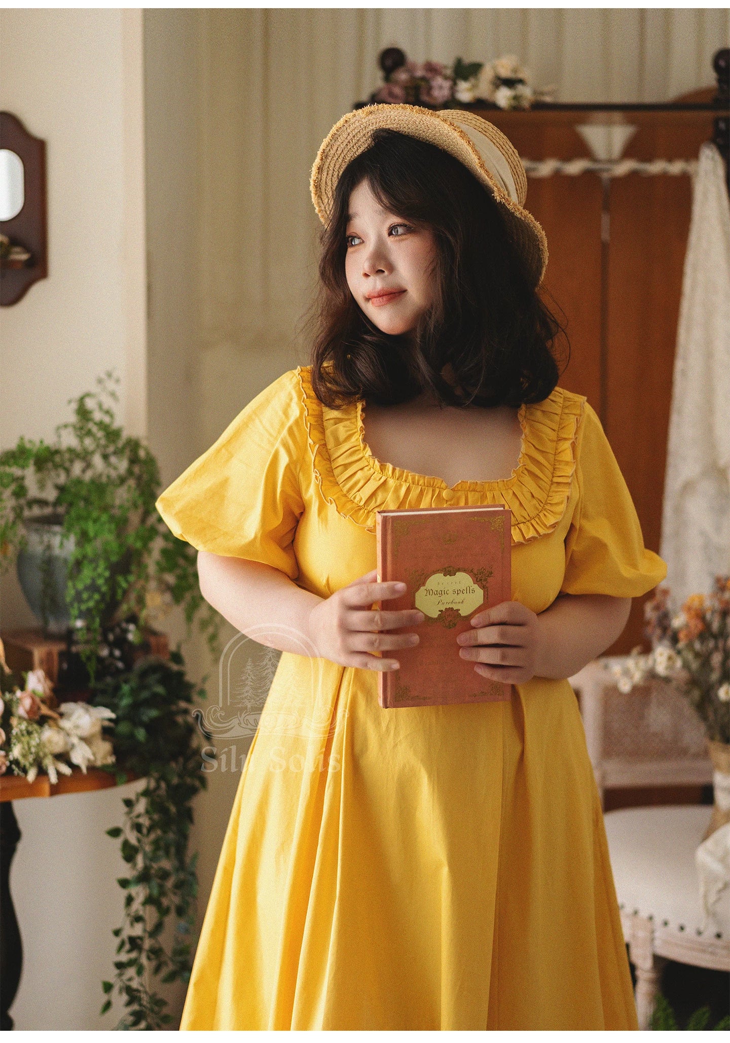 Morning Forest - Cotton Empire Waist OP Dress with Built-in Bra Pads