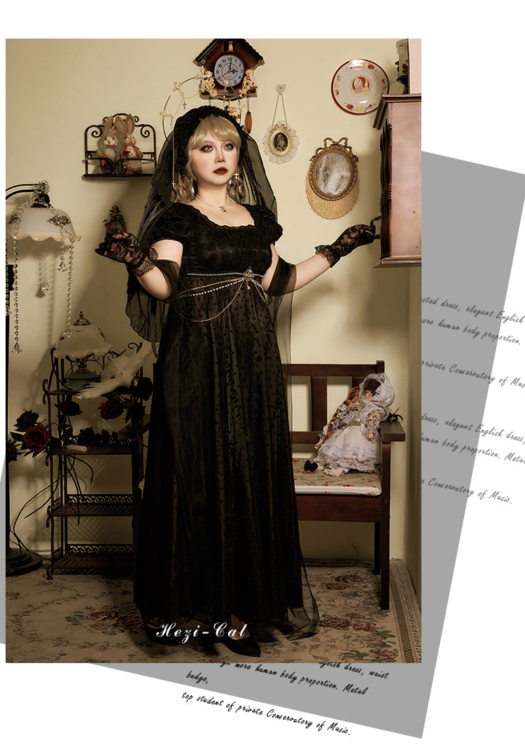 Hezi's Cat Haven~Mist Rose~Plus Size Lolita Empire Waist OP Dress 42268:754084