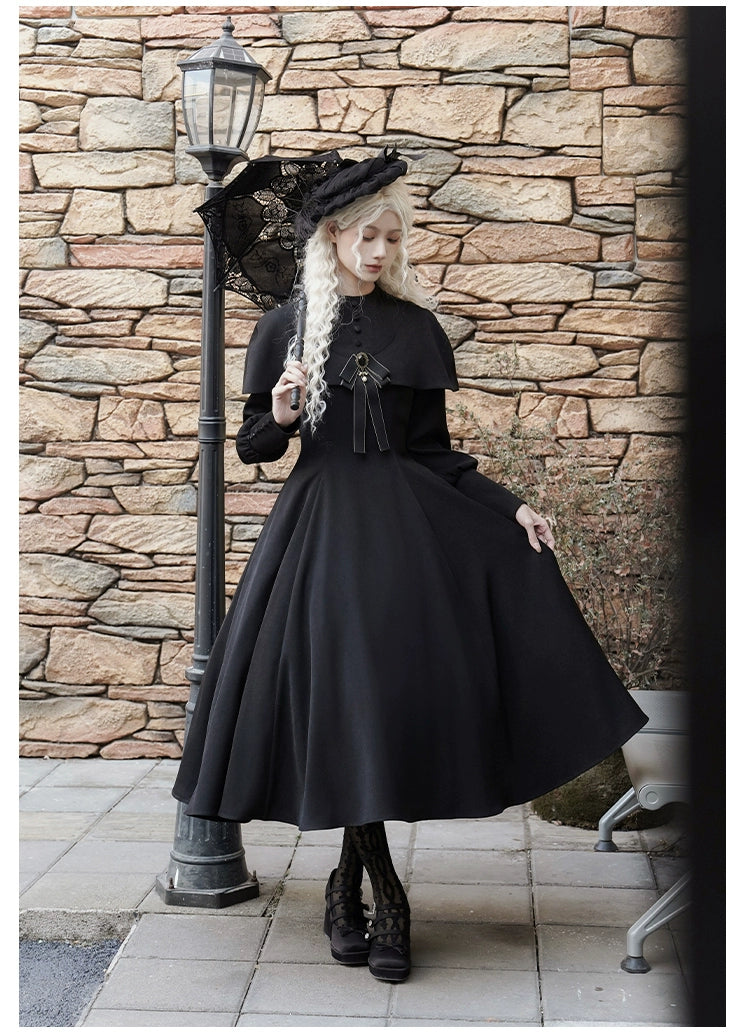 With PUJI - 13th Night - Gothic Lolita OP Dress with Built-in Cape
