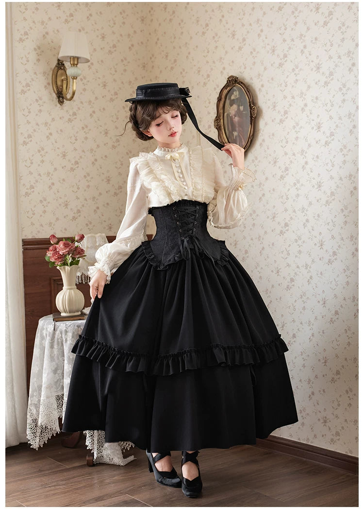 Blake - Boning Gothic Lolita Mermaid Skirt, Lifted-hem SK