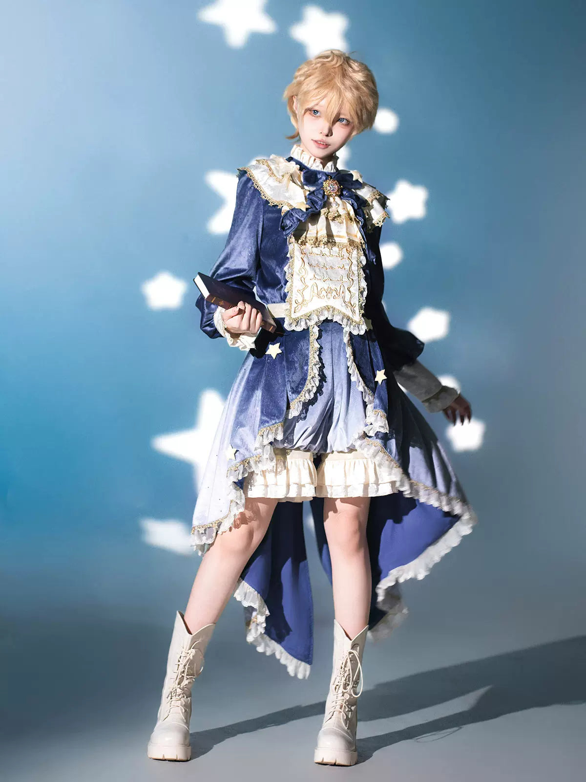 Dream Cloud - Ouji Lolita High-Low Tailcoat, Puffy Lantern Shorts 44443:809152