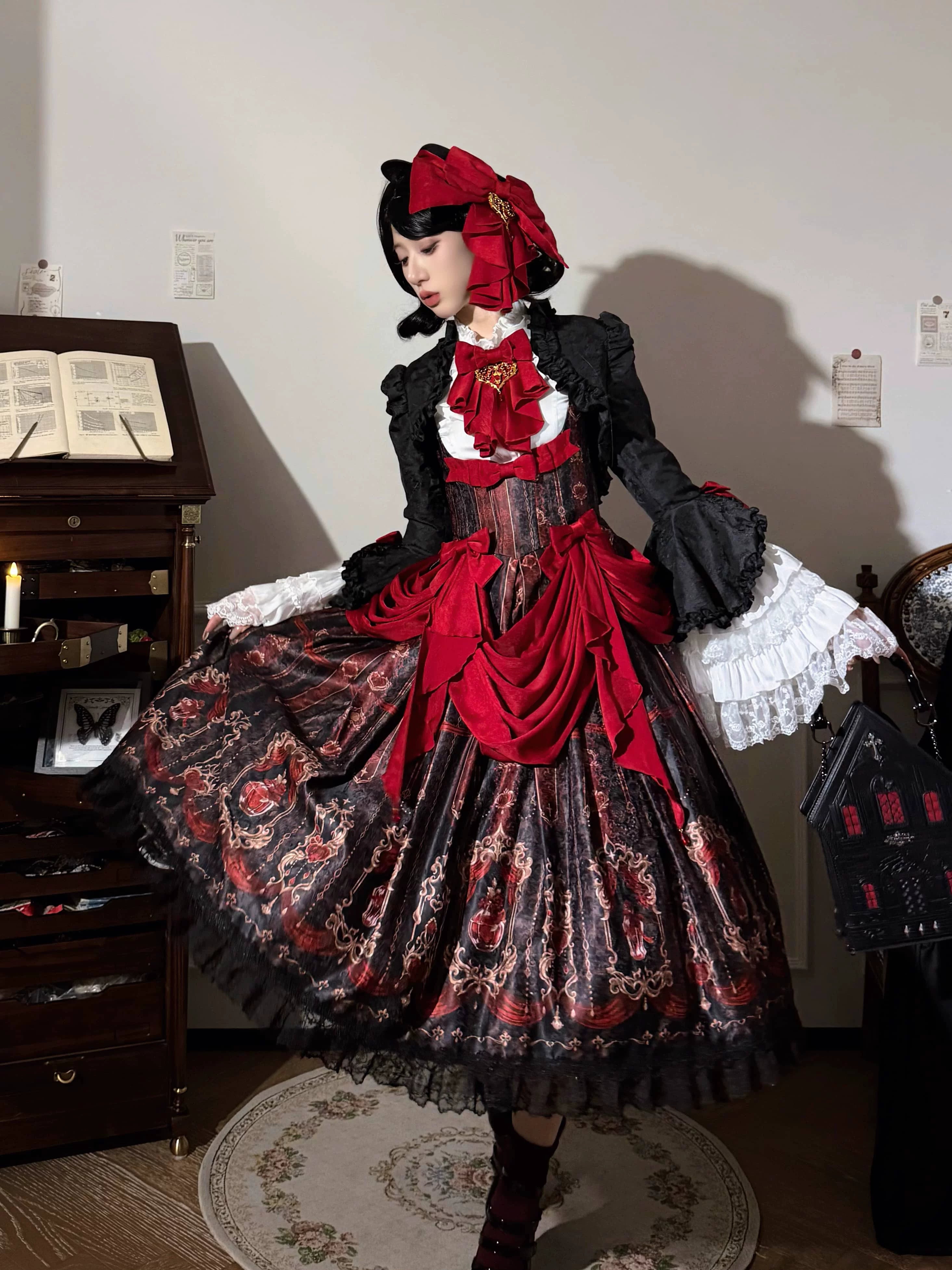 Perfume Bottle - Gothic Lolita Bust-support Printed JSK Dress Set 45738:860406