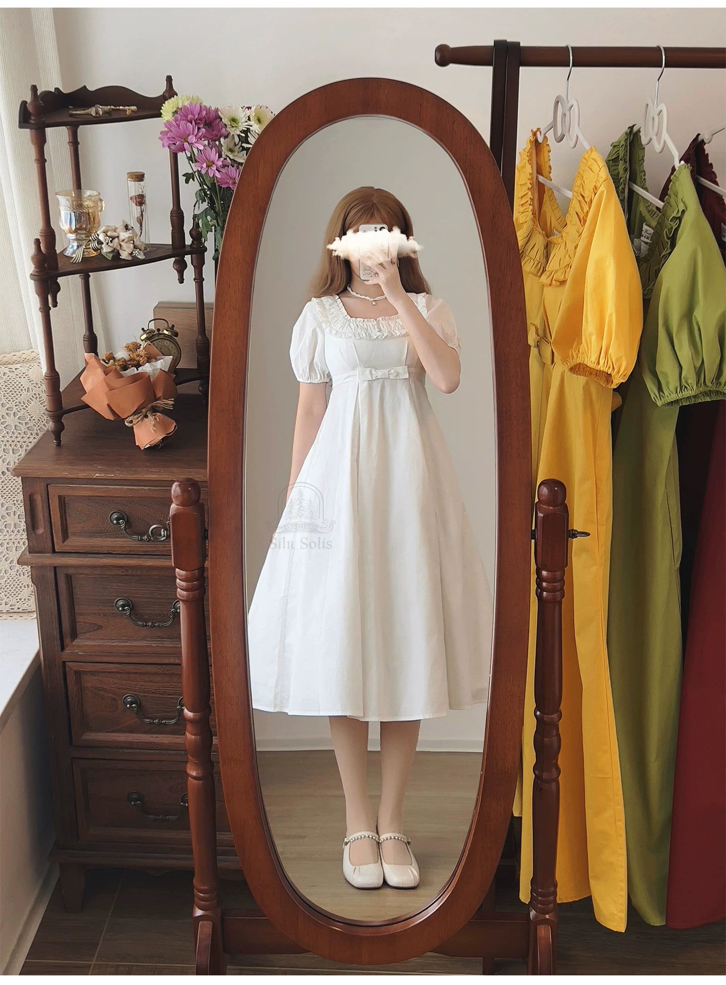Morning Forest - Cotton Empire Waist OP Dress with Built-in Bra Pads