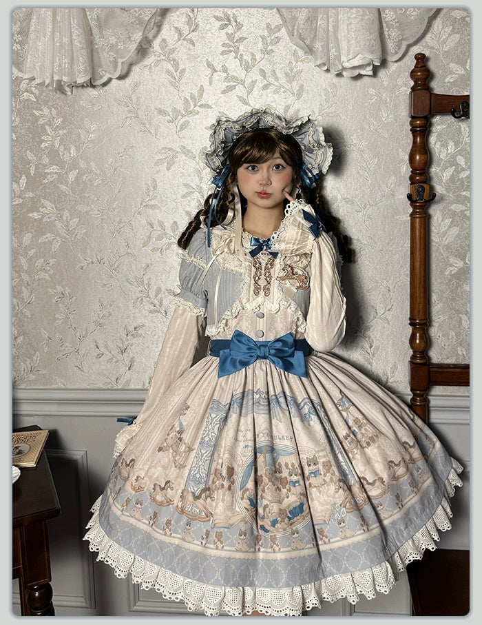 Alice Girl - Sea Salt Fairytale - Sweet Doll-like Lolita OP Animal Printed Lolita Dress