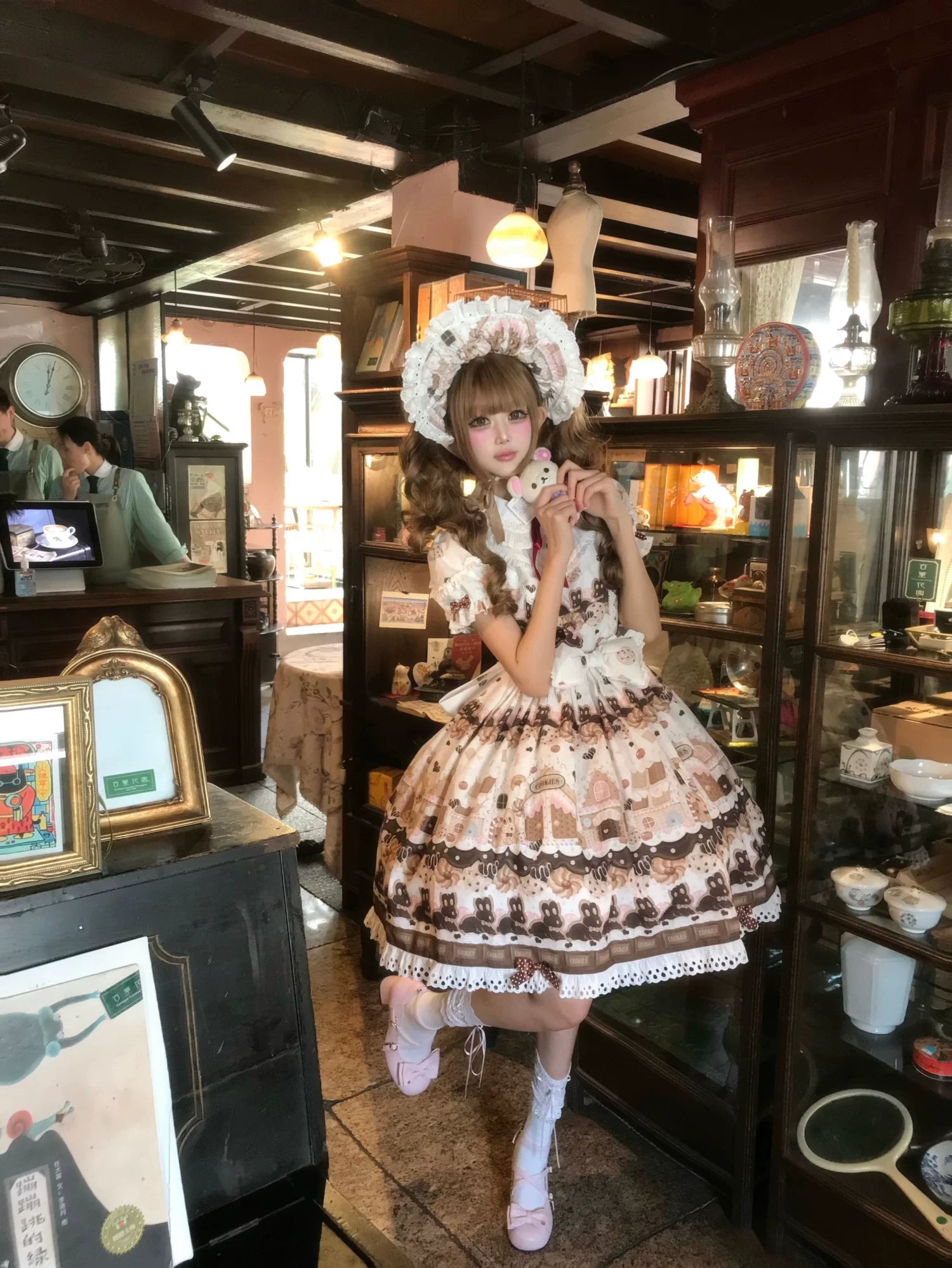 Bunny Gingerbread House - Kawaii Lolita Printed OP Dress with Bows 45275:843185