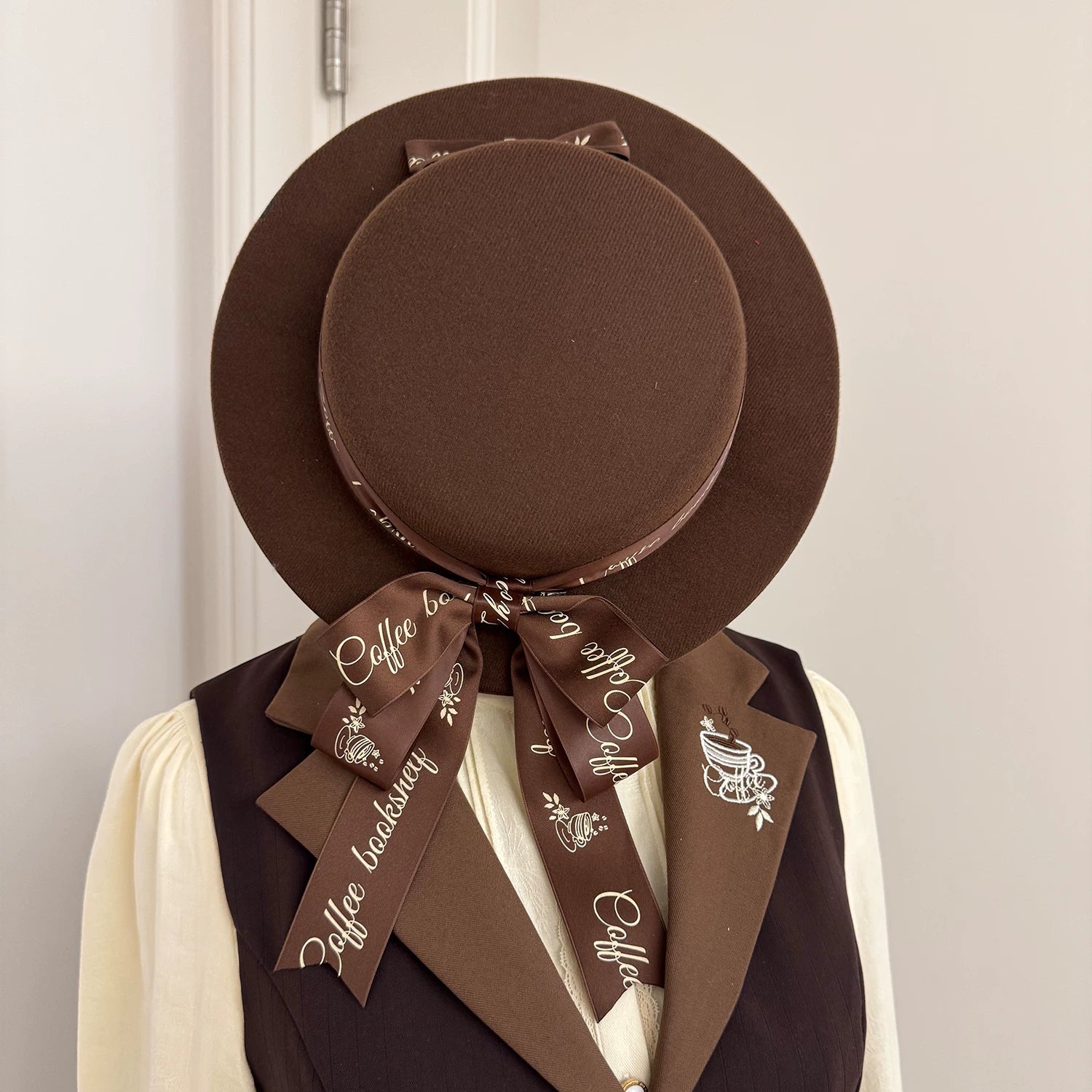Coffee Bookshelf - Classic Lolita JSK and SK Set, Coffee Cup and Book Print (L M S XL) 45611:856193