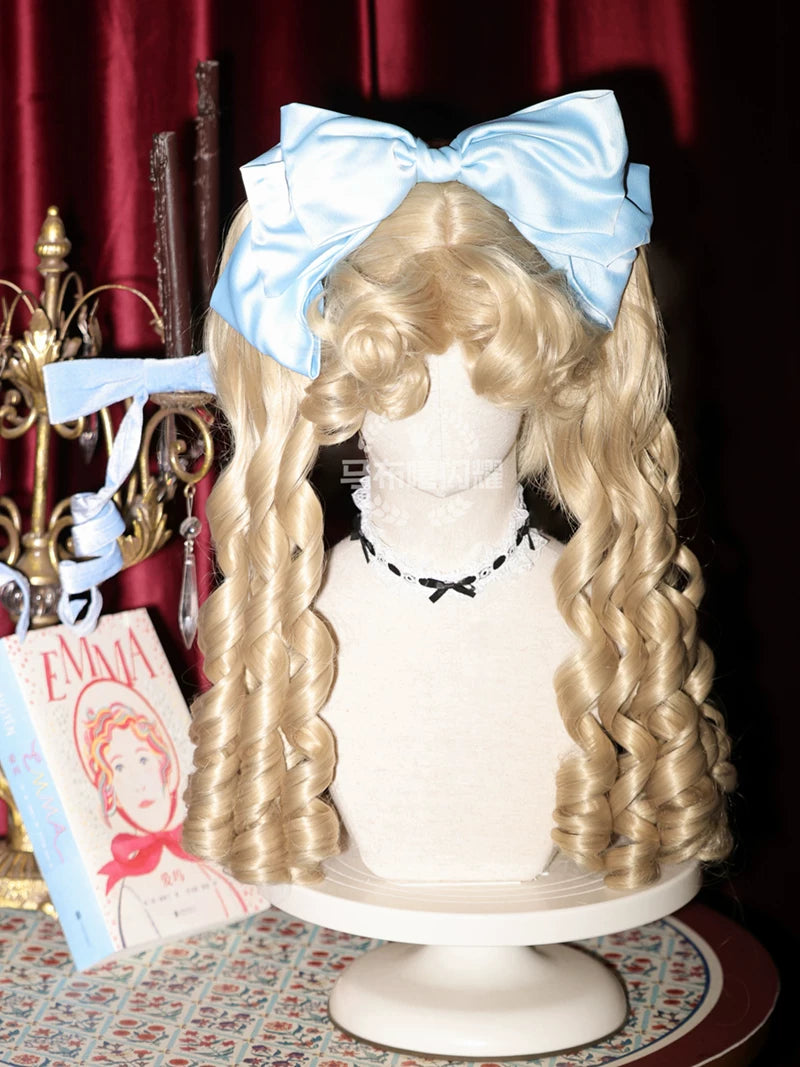 Retro Lolita Roman Roll Wig, Detachable Ponytails
