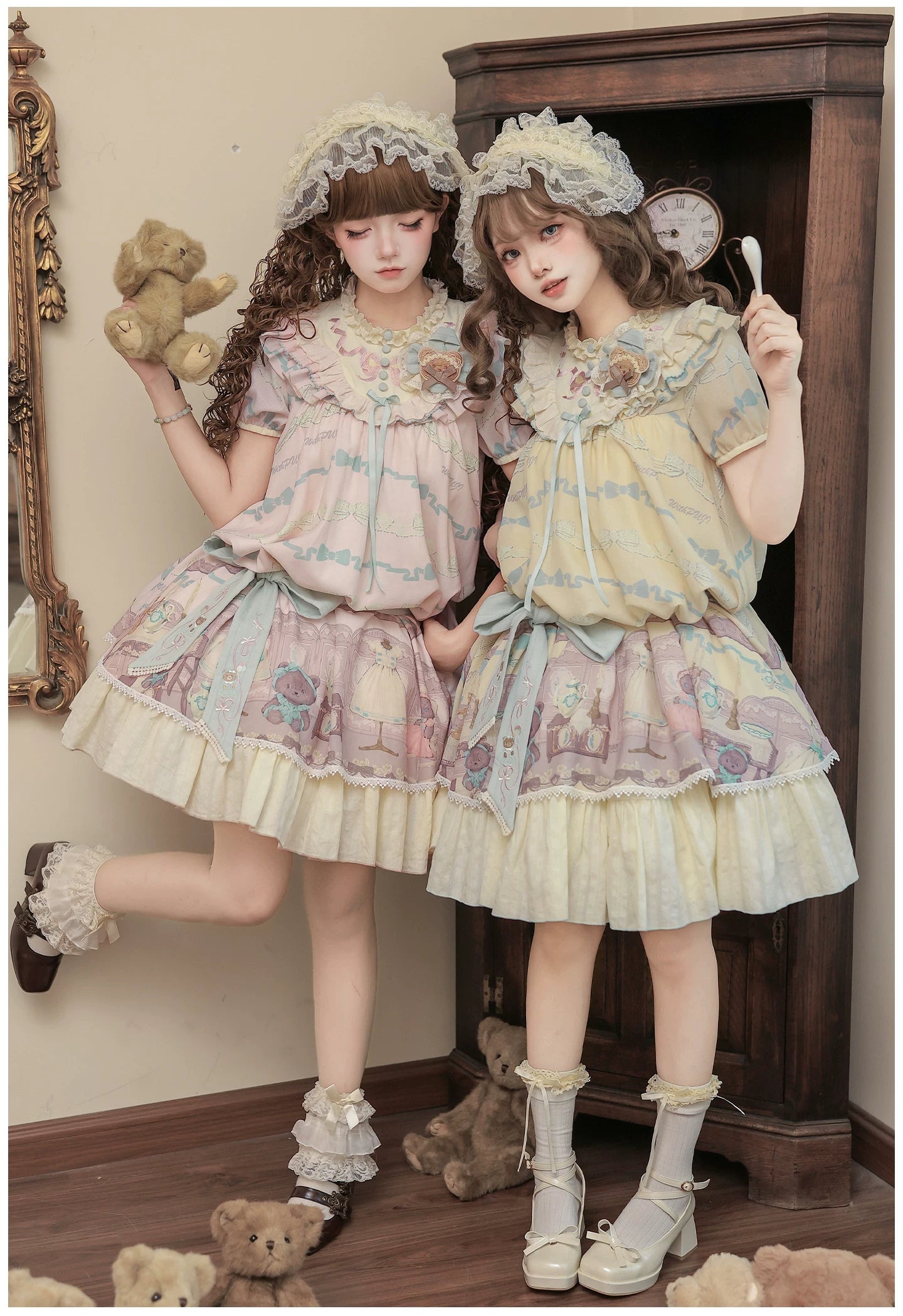 Brown Dollhouse SP - Kawaii Lolita Dollhouse Printed OP Dress with Embroidery 45551:855792