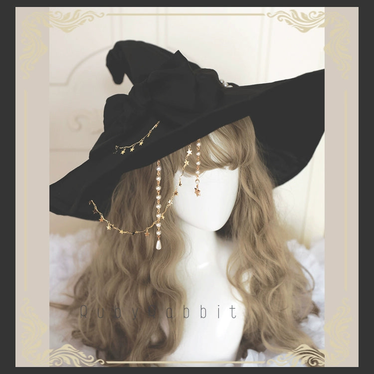 Ruby Rabbit - Gothic Lolita Witch Hat Velvet Halloween Hat Wide Brim