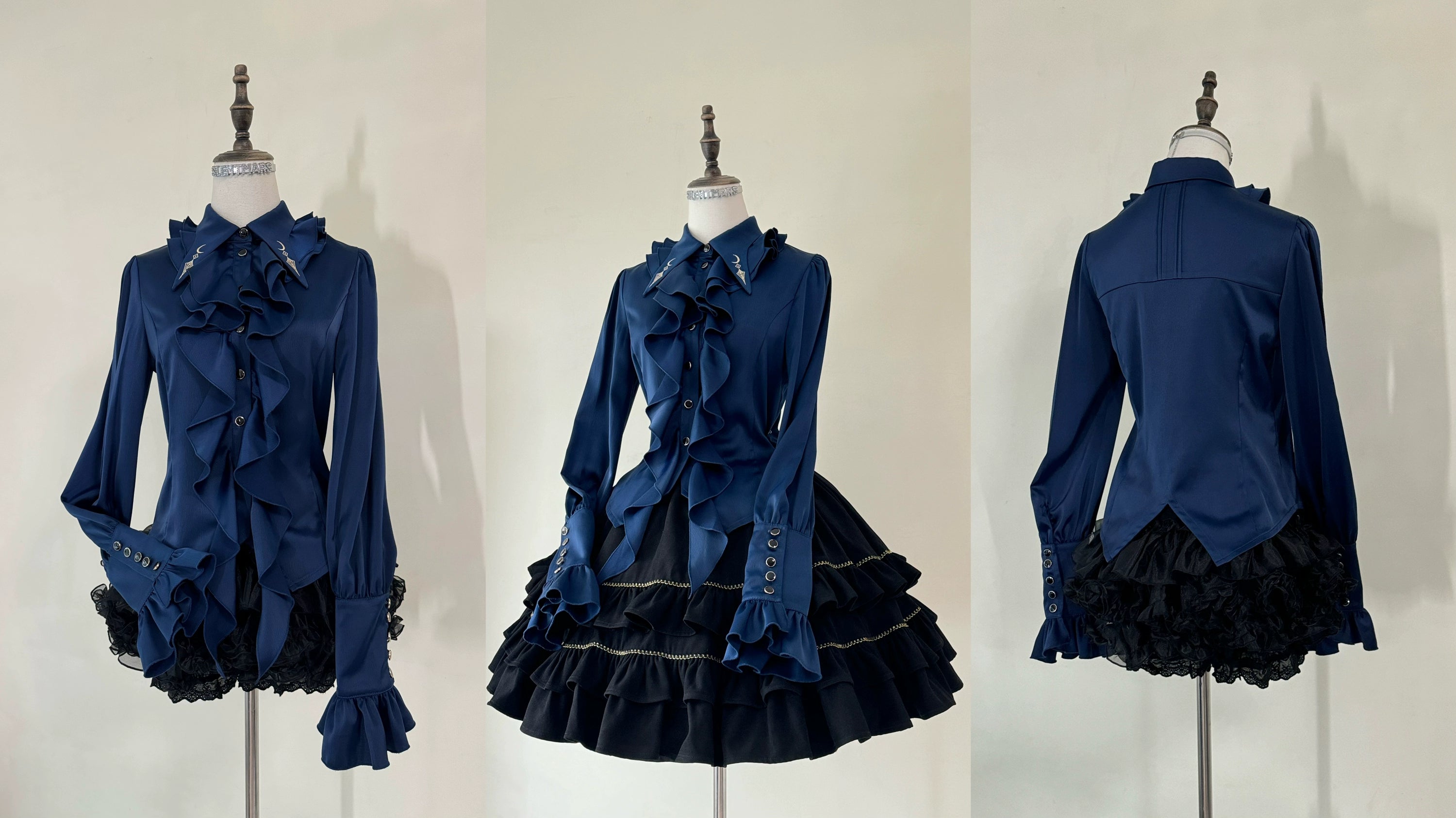 SilentMars~Fallen Moon Rule~Military Lolita Shirt Set Retro Knight Style Blouse 41196:687420