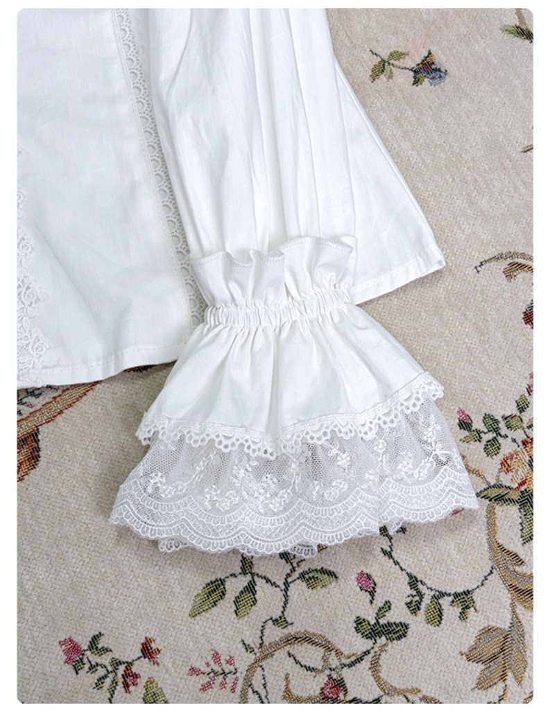 Frostgrain - Cotton Sweet Lolita Long Sleeve Blouse, Peter Pan Collar 46094:874649