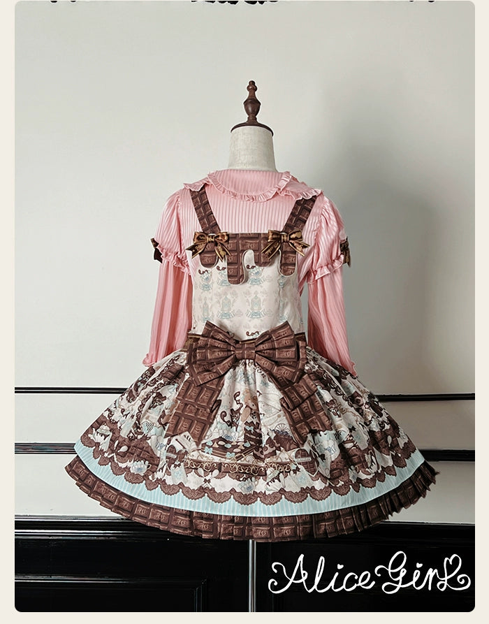 Alice Girl - Bear Chocolate Bar - Kawaii Lolita JSK & Salopette Dress 43851:787063
