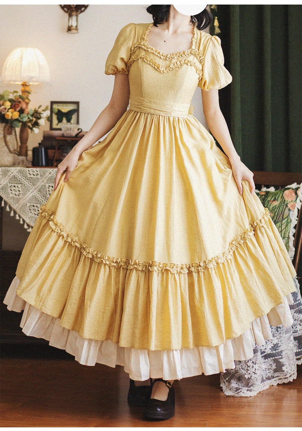 Classic Lolita Cotton Underskirt, Ruffles Hem