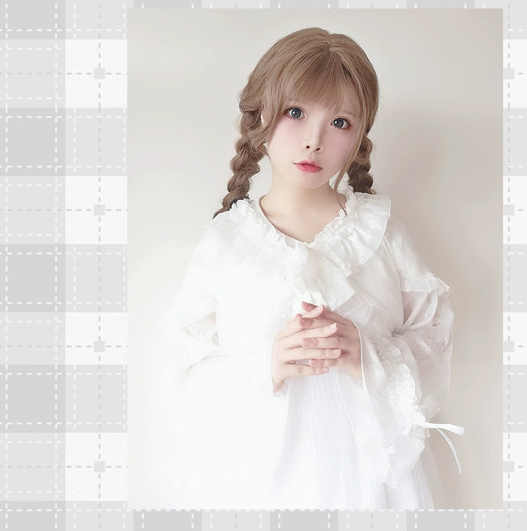 Time Memory~Xianbei~Sweet Lolita Chiffon Lantern Sleeve Cardigan with Bow 34598:463168