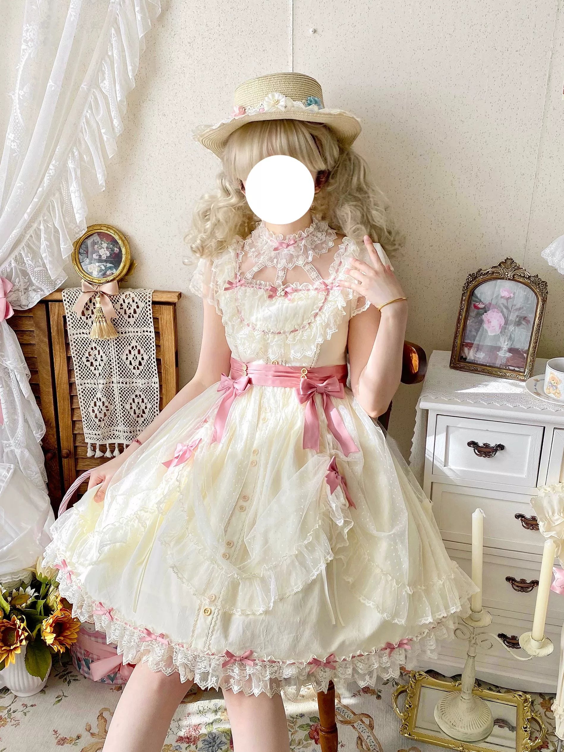 Uncle's Workshop - Fluttering Cherry Spring Strings - Cotton Sweet Lolita JSK Dress 42196:776735