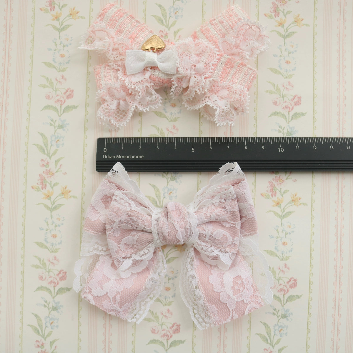 Creamy Bubbles - Sweet Lolita Hair Clip Pink Lace Bow Hair Clip and Brooch Handmade