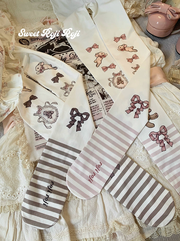 Roji Roji - Cradle Time - Sweet Lolita Velvet Pantyhose Japan Style Printed Tights
