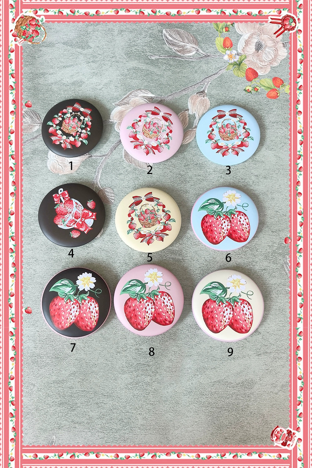 Infanta - Strawberry Culinary Maiden - Sweet Lolita JSK Dress With Strawberry Floral Print A Badge Only (note the number you need) S