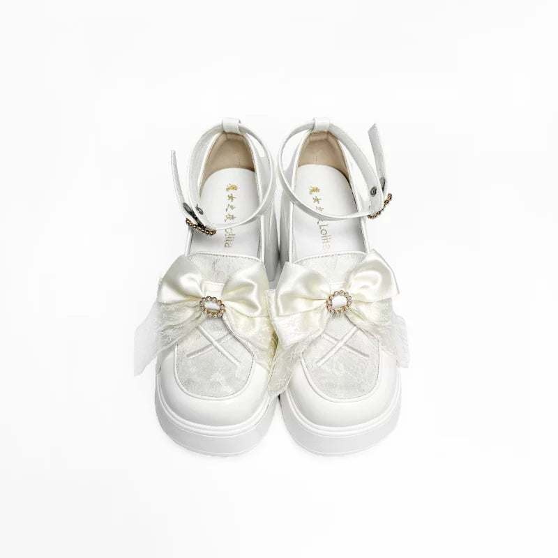 Daily Lolita Heels Shoes, White & Black Color