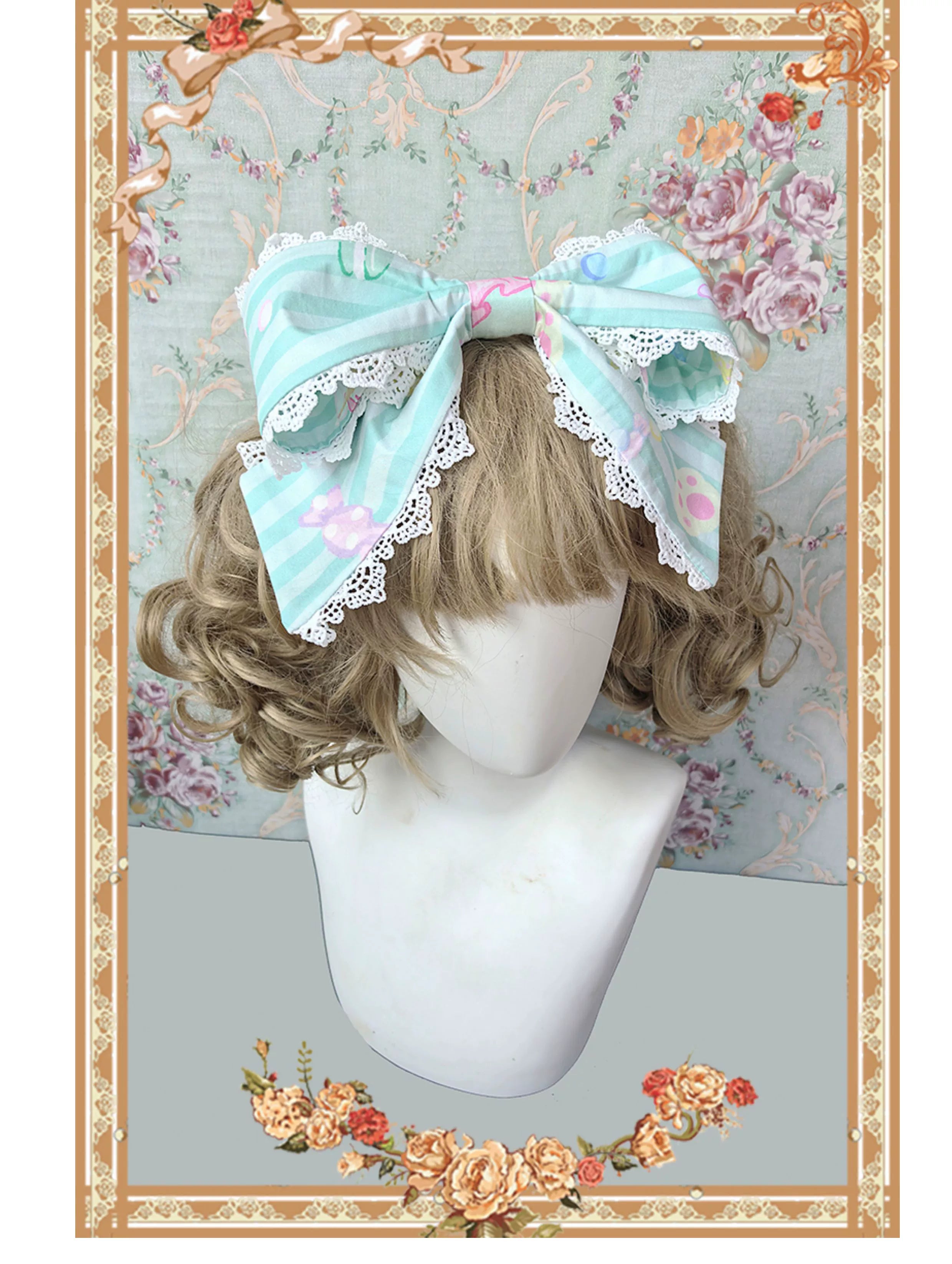 Infanta - Macaron Dolly House - Sweet Lolita OP Printed Dress, Side Zipper Mint Green KC Only (one size / choose M) S