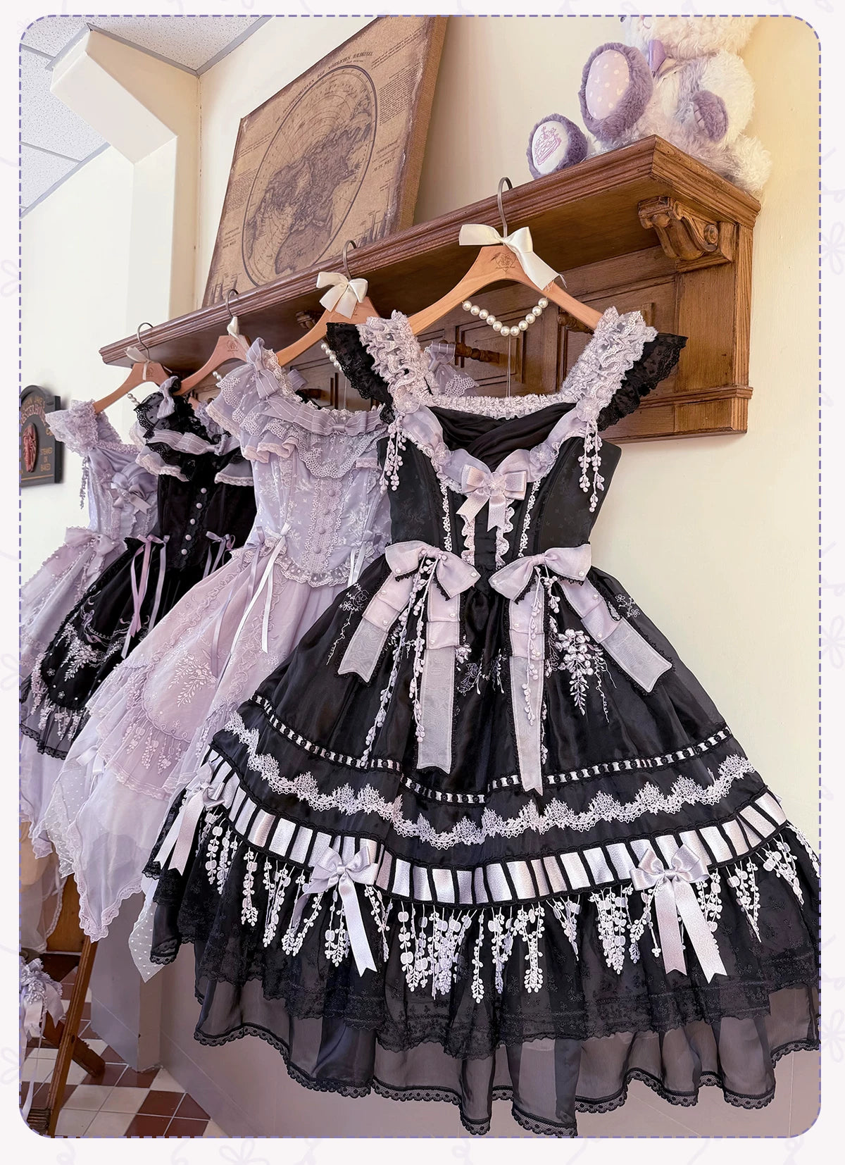 Wisteria Courtyard - Dreamy Purple Classic Lolita Dress, Wisteria Embroidery