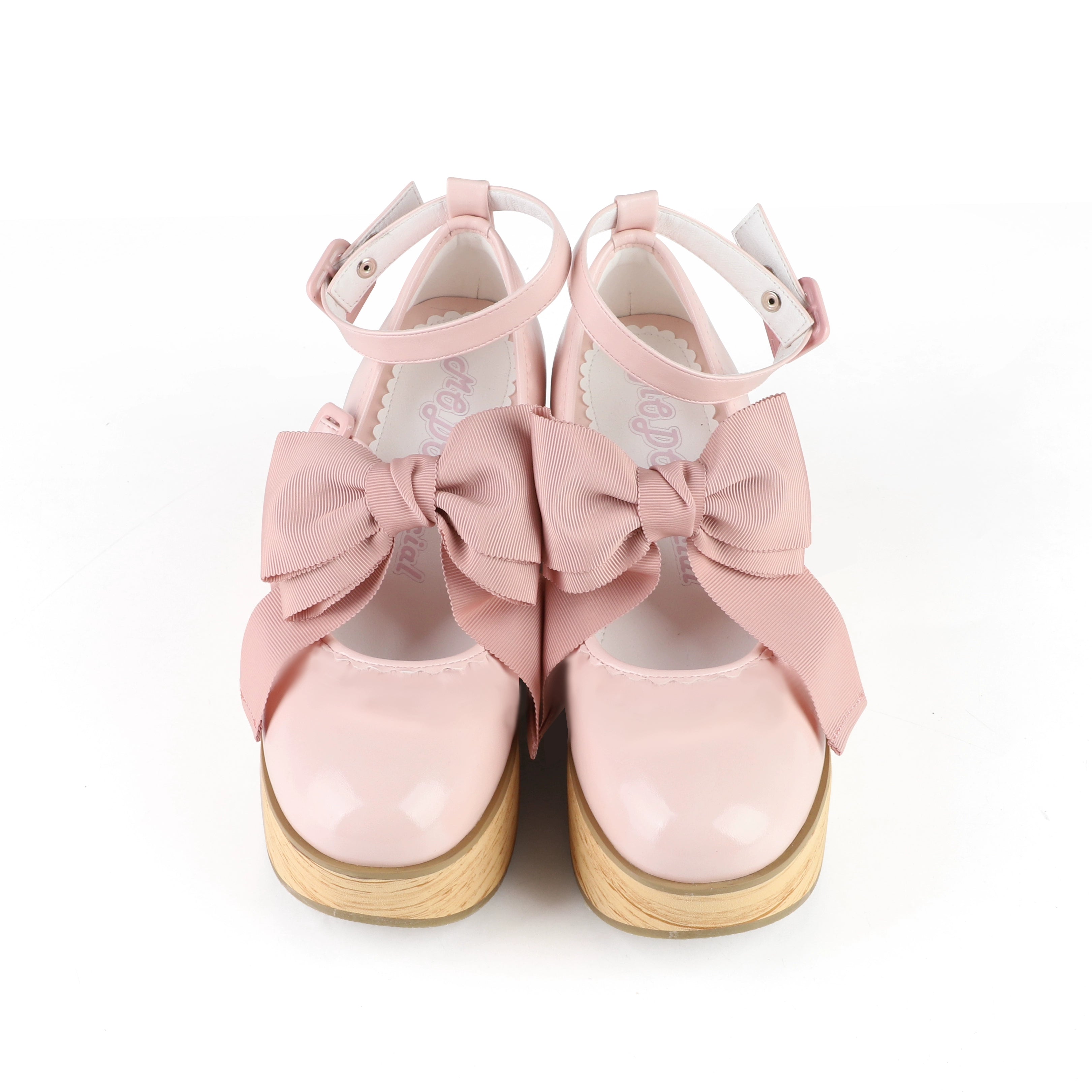 MODO - Shaking Platform - Kawaii Lolita Platform Heels Shoes, Detachable Bow Pink - No Lace Trim 35