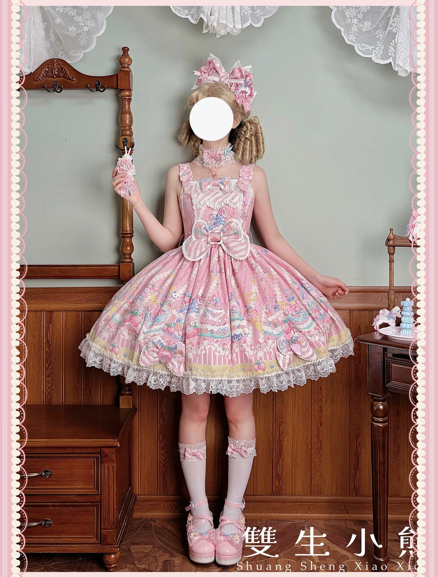 Macaron - Printed Sweet Lolita OP Dress, Old School Lolita JSK Available 45078:833920