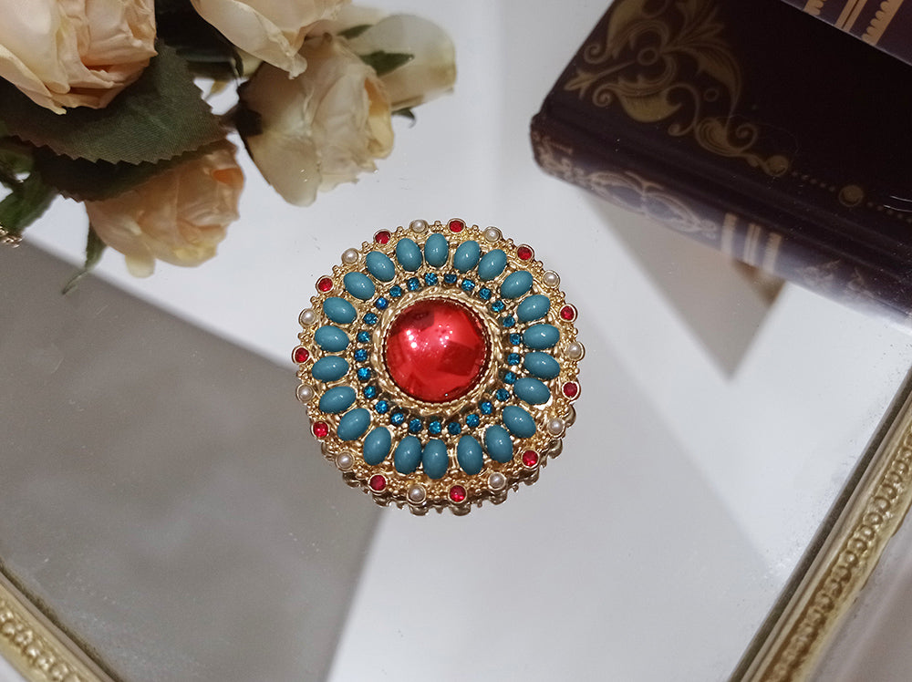 Miss Point - Dusk Bester - Egyptian Lolita Brooch Waistband Shawl turquoise round brooch